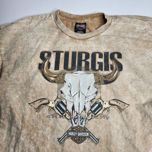 2005 Harley Davidson Shirt Sturgis Black Hills Rally Mineral Wash Skull Size XL - Picture 3 of 8